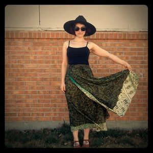 Urban Nomad wrap around skirt in green paisley